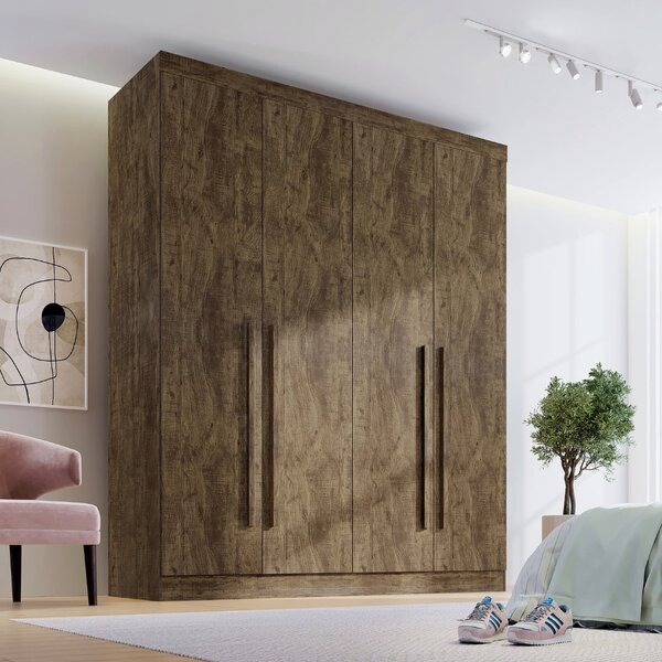 Guarda Roupa Solteiro Mdf 4 Portas 3 Gavetas Paris Plus Ypê