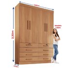 Guarda Roupa Solteiro Mdf 4 Portas 8 Gavetas Marselha Plus Ci