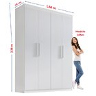 Guarda-roupa Solteiro Mdf Fenix 04 Portas 03 Gavetas Branco