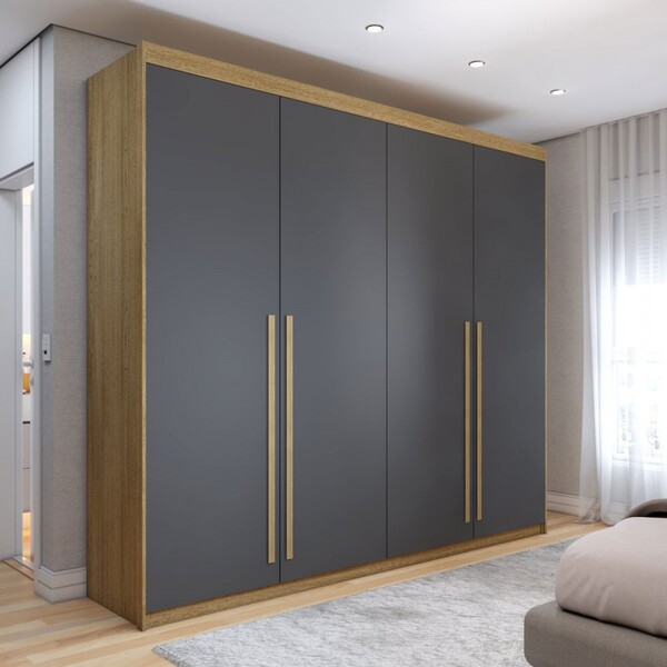 Guarda-roupa Solteiro Medina 4 Portas 3 Gavetas Nature/alasca