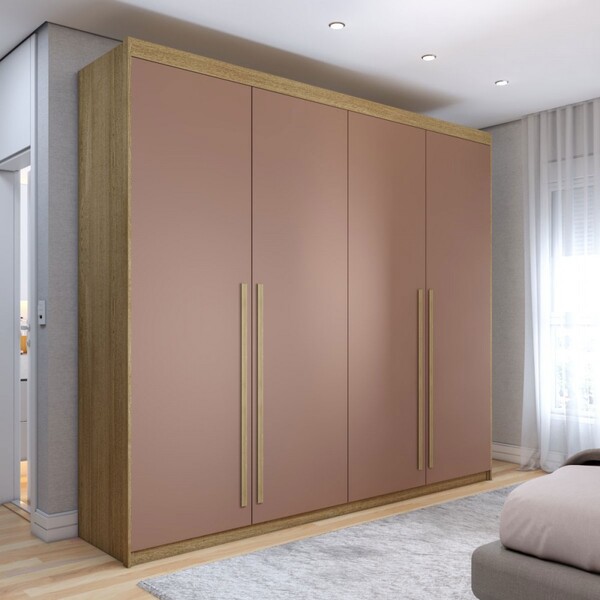 Guarda-roupa Solteiro Medina 4 Portas 3 Gavetas Nature/camari