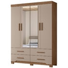 Guarda Roupa Solteiro Miami Com Espelho 4 Portas Carvalho Fen