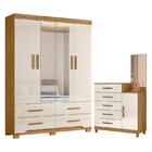 Guarda Roupa Solteiro Miami E Cômoda Lisboa Freijó Off White