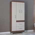 Guarda-roupa Solteiro Milão 3 Portas 2 Gavetas Chocolate/off