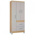 Guarda-roupa Solteiro Milão 3 Portas 2 Gavetas Damasco/off Wh