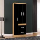 Guarda Roupa Solteiro Milão 3 Portas Damasco Preto – Poquema