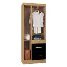 Guarda Roupa Solteiro Milão 3 Portas Damasco Preto – Poquema