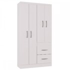 Guarda-roupa Solteiro Milão 4 Portas 2 Gavetas Branco - Poque