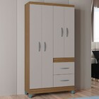 Guarda-roupa Solteiro Milão 4 Portas 2 Gavetas Castanho/off W