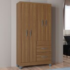 Guarda-roupa Solteiro Milão 4 Portas 2 Gavetas Castanho - Poq