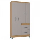 Guarda-roupa Solteiro Milão 4 Portas 2 Gavetas Damasco/off Wh