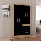 Guarda Roupa Solteiro Milão 4 Portas Damasco Preto – Poquema