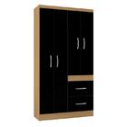 Guarda Roupa Solteiro Milão 4 Portas Damasco Preto – Poquema