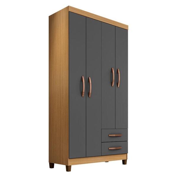 Guarda Roupa Solteiro Modena 4 Portas Carvalho Americano Graf