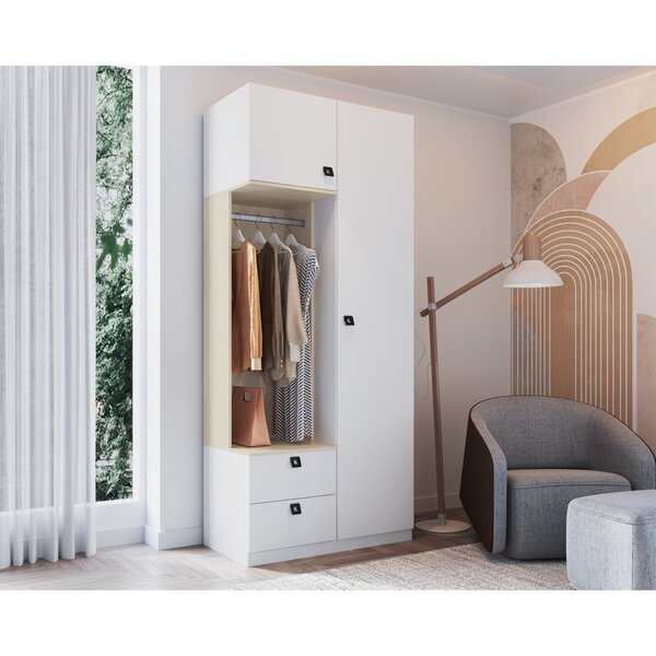 Guarda Roupa Solteiro Modulado Com Prateleiras 1 Cabideiro  B