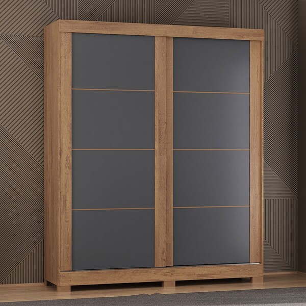 Guarda-roupa Solteiro Montana 2 Portas 2 Gavetas Canelato/gra