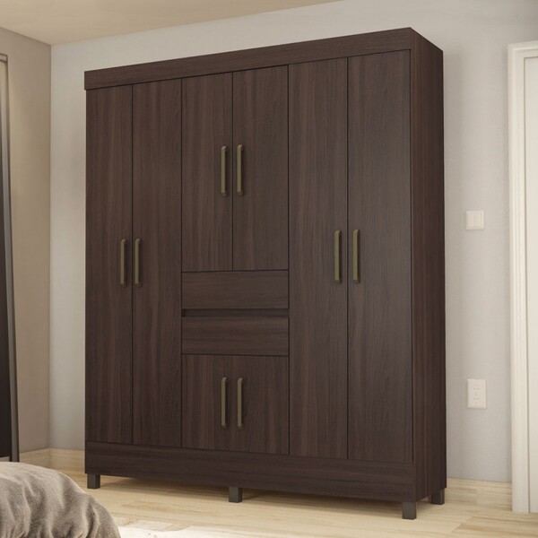 Guarda-roupa Solteiro Munique 8 Portas 2 Gavetas Café Touch -
