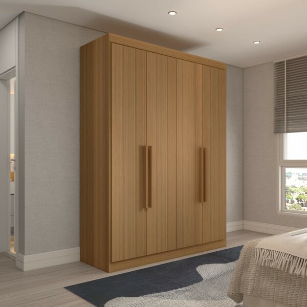 Guarda-roupa Solteiro Mykonos 4 Portas 2 Gavetas Cinamomo - P