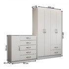 Guarda-roupa Solteiro Natalie 4 Portas 2 Gavetas Com Cômoda 1