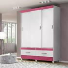 Guarda-roupa Solteiro New Suécia Flex 3 Pt 2 Gv Branco E Rosa