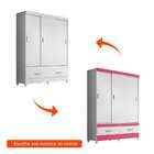 Guarda-roupa Solteiro New Suécia Flex 3 Pt 2 Gv Branco E Rosa