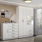 Guarda-roupa Solteiro Noah 4 Portas 2 Gavetas Com Cômoda 1 Po