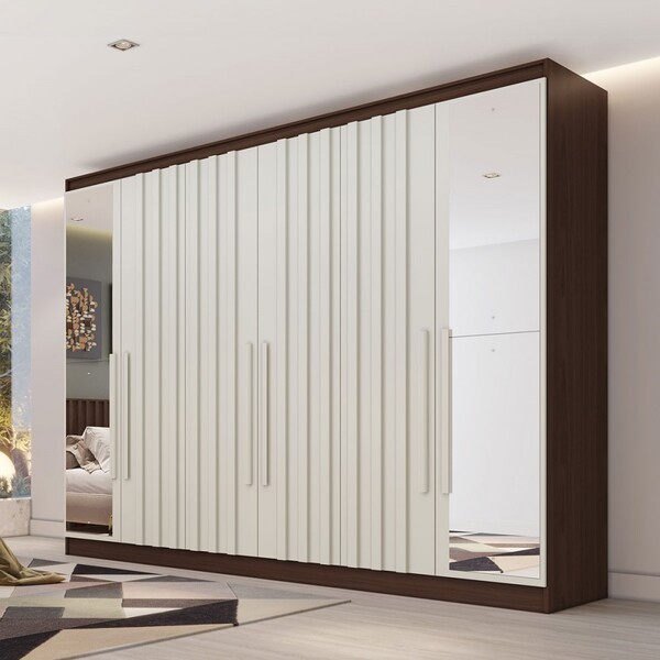 Guarda-roupa Solteiro Oxford 6 Portas 4 Gavetas Com Espelho R