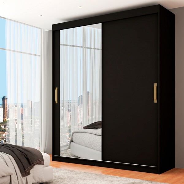 Guarda-roupa Solteiro Palhoça 2 Portas 2 Gavetas Com Espelho