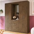 Guarda-roupa Solteiro Panamá 4 Portas 3 Gavetas Amarula - Dor