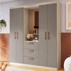 Guarda-roupa Solteiro Panamá 4 Portas 3 Gavetas Com Espelho C