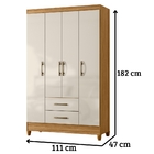 Guarda Roupa Solteiro Paraty 4 Portas Freijó Off White Moval