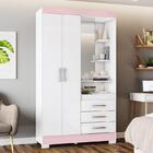 Guarda Roupa Solteiro Pequin 2 Portas E 3 Gavetas Com Espelho