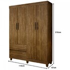 Guarda-roupa Solteiro Porto 4 Portas 2 Gavetas Ipê – Sallêto