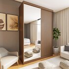 Guarda Roupa Solteiro Premium Cléo 138cm Com Espelho 2 Portas