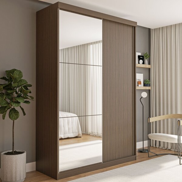 Guarda Roupa Solteiro Premium Salvador Plus 138cm Com Espelho