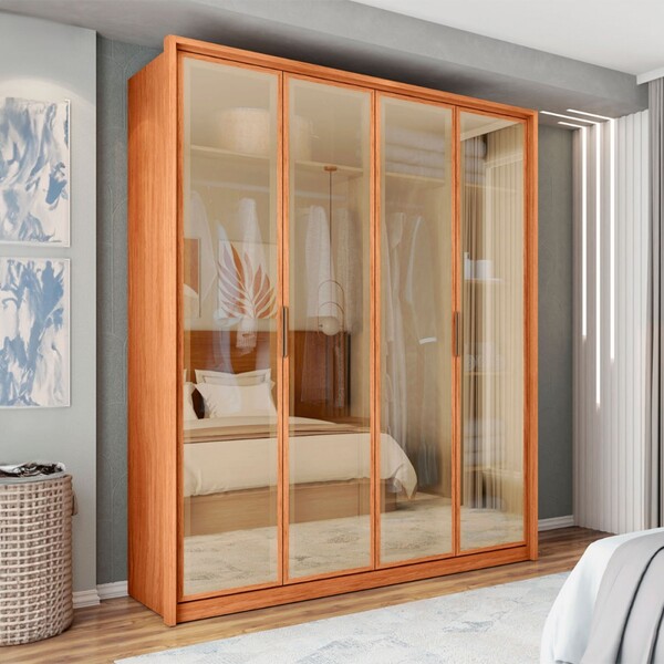 Guarda-roupa Solteiro Reflex 4 Portas 3 Gavetas Freijo - Caem