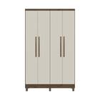Guarda Roupa Solteiro Renata 4 Portas 2 Gavetas Ébano Off Whi
