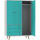 Guarda-Roupa Solteiro Retrô 20 - Olivar - Branco / Turquesa