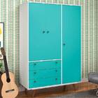 Guarda-Roupa Solteiro Retrô 20 - Olivar - Branco / Turquesa