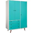 Guarda-Roupa Solteiro Retrô 20 - Olivar - Branco / Turquesa
