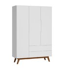 Guarda Roupa Solteiro Retrô 3 Portas 2 Gavetas Alpi Branco