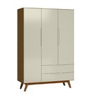 Guarda Roupa Solteiro Retrô 3 Portas 2 Gavetas Alpi Conhaque/