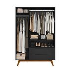 Guarda Roupa Solteiro Retrô 3 Portas 2 Gavetas Alpi Preto