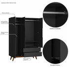 Guarda Roupa Solteiro Retrô 3 Portas 2 Gavetas Alpi Preto