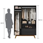 Guarda Roupa Solteiro Retrô 3 Portas 2 Gavetas Alpi Preto