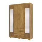 Guarda-roupa Solteiro Reus 4 Portas 3 Gavetas Com Espelho Nat