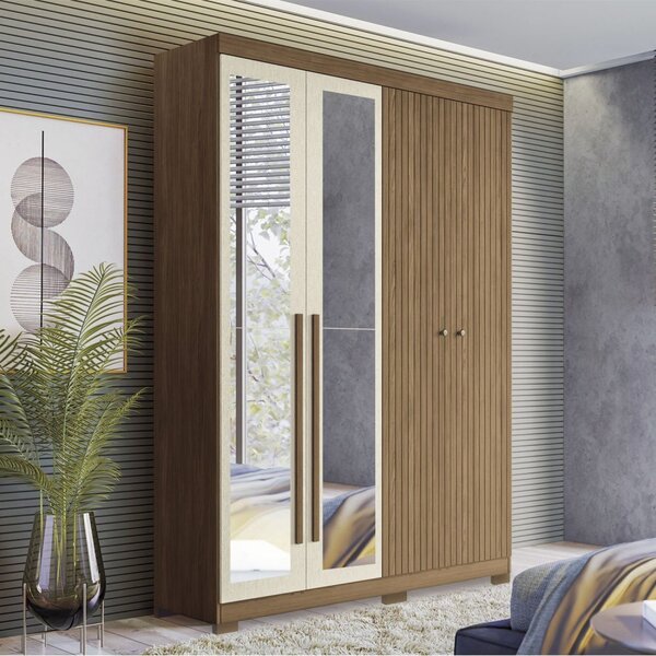 Guarda Roupa Solteiro Ripado 4 Portas 2 Gavetas Antony Com Es