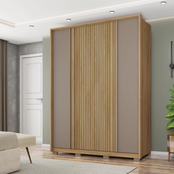 Guarda Roupa Solteiro Ripado 4 Portas 3 Gavetas E Pés Suburba