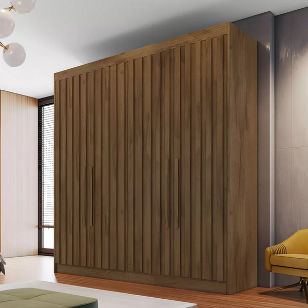 Guarda Roupa Solteiro Ripado 4 Portas 3 Gavetas - Potente-bra