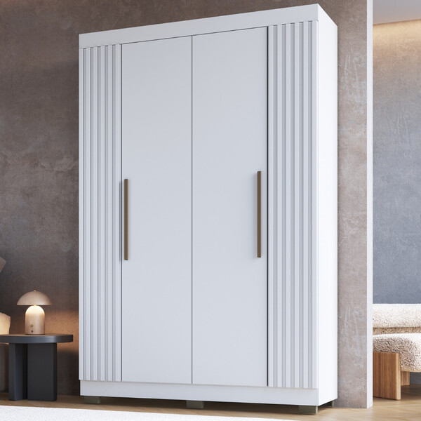 Guarda Roupa Solteiro Ripado 4 Portas Com Pés Flórida Faimec